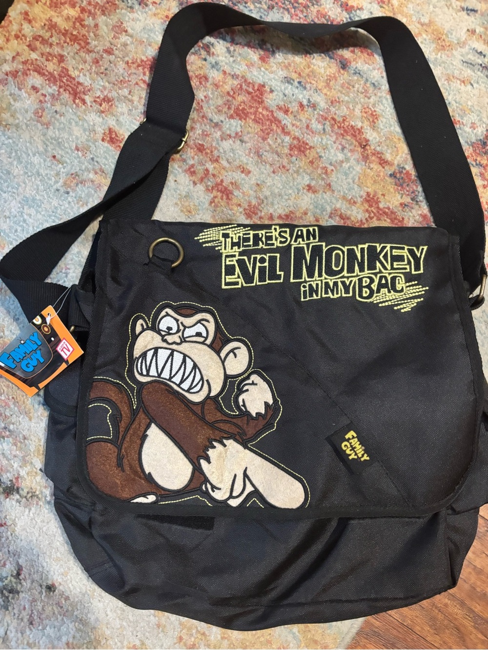 Black Evil Monkey Graphic Messenger Bag - Family Guy